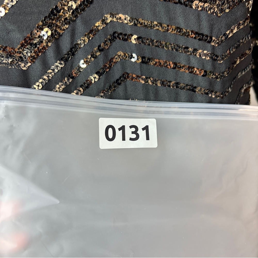 Mustard Seed Sequin Sheath Mini Dress Black and Gold - Women’s Size Medium - Picture 9 of 17